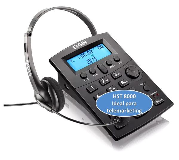 Telefone Headset com Identificador Chamadas Hst-8000 Preto - Elgin