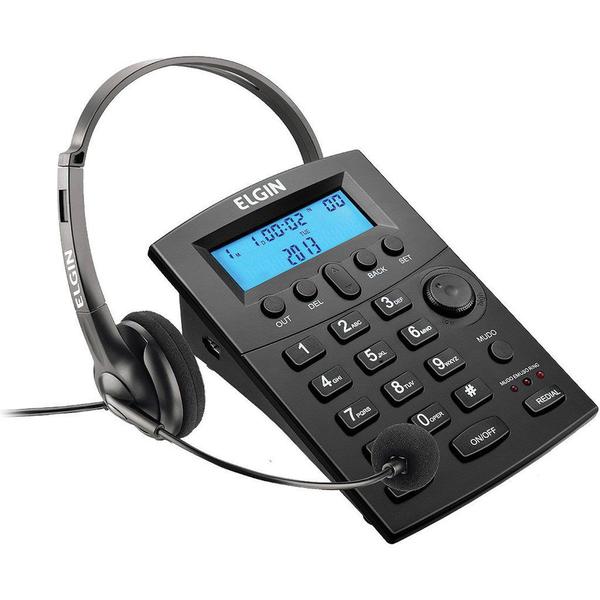 Telefone Headset com Identificador de Chamadas - Hst-8000 - Elgin (preto)