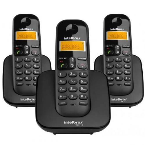 Telefone Intelbras Sem Fio com Identificador de Chamadas com 2 Ramais Preto Ts 3113