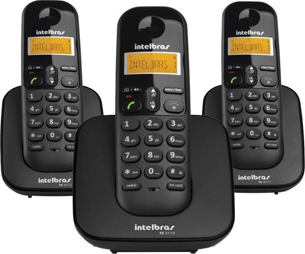 Telefone Intelbras Sem Fio com Identificador + 2 Ramais Ts3113