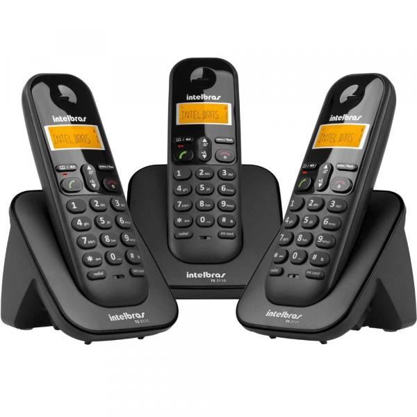 Telefone Intelbras Sem Fio TS-3113 Preto com 02 Ramais