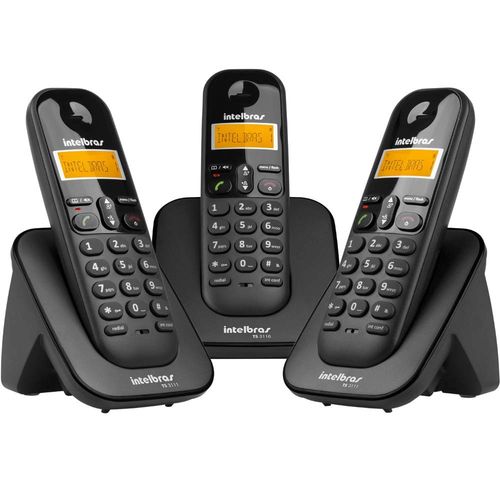 Telefone Intelbras Sem Fio Ts-3113 Preto com 02 Ramais