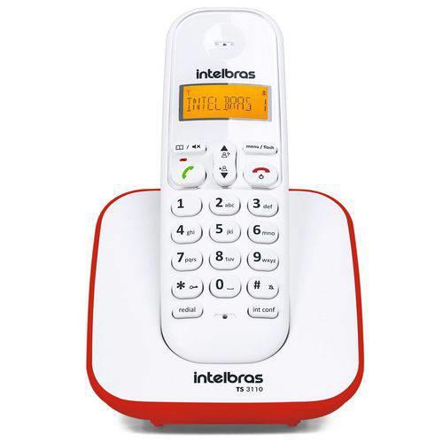 Telefone Intelbras Sem Fio Ts 3110 Branco/Vermelho