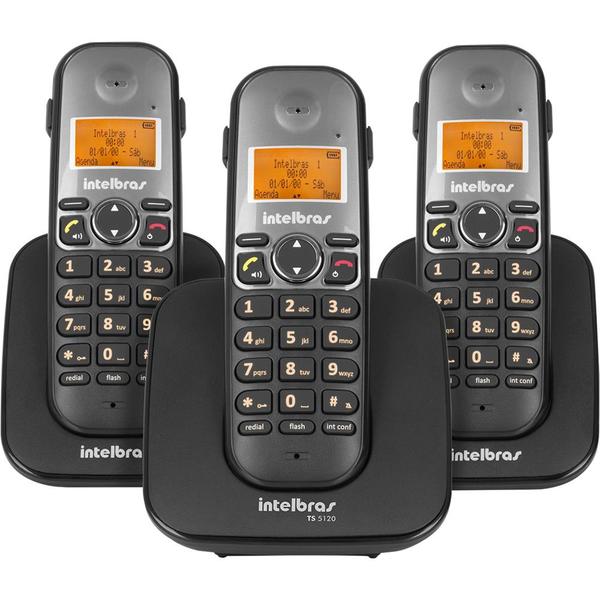 Telefone Intelbras Sem Fio Ts 5123 Base e 2 Ramais - Preto