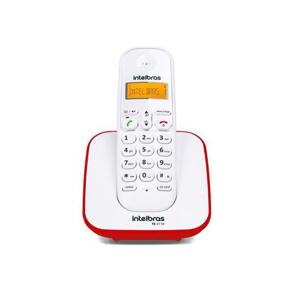 Telefone Intelbras Sem Fio Ts3110 Branco/vermelho - 4123101