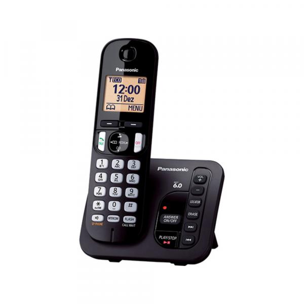 Telefone Panasonic KX-TGC220LBB Sem Fio com IF 6.0 1.9 GHZ Secretária Eletrônica Expansível Até 6 Ramais