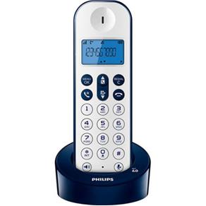 Telefone Philips Sem Fio D1211WD/BR com Identificador de Chamadas e Viva Voz - Azul/Branco