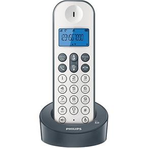 Telefone Philips Sem Fio D1211WG/BR com Identificador de Chamadas e Viva Voz - Cinza/Branco