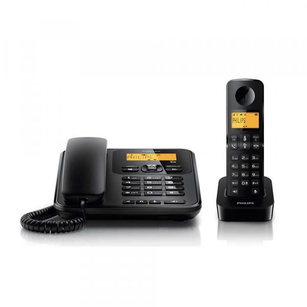 Telefone Philips X200B/BR com Fio e Ramal Sem Fio Preto