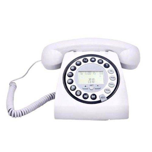 Telefone Retrô Vintage Antigo com Identificador de Chamadas Cor Branco
