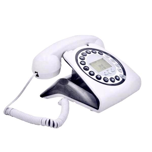 Telefone Retrô Vintage Antigo TEEM com Identificador Cor Branco
