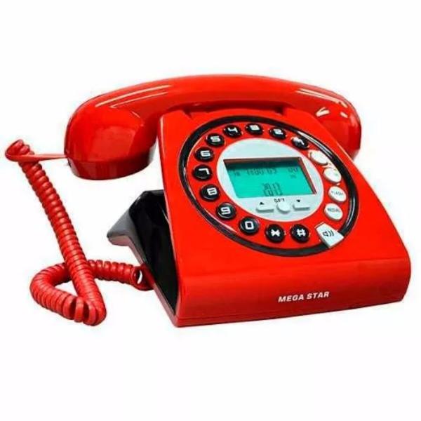 Telefone Retrô Vintage Teem Tm8227 com Identificador de Chamadas - Vermelho