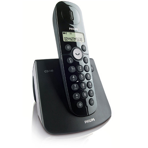 Telefone S/ Fio DECT 6.0 C/ Identificador de Chamadas, Gerenciador de Chamadas em Espera e em Conferência e Design Ergonômico - CD1401B57 Preto - Philips 