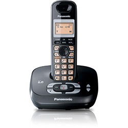 Telefone S/ Fio DECT 6.0 C/ Identificador de Chamadas, Secretária Eletrônica e Agenda P/ Até 50 Contatos - KX-TG4021LBT Preto Metálico - Panasonic