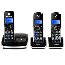 Telefone S/Fio Digital C/ Ident.Chamadas, Viva-Voz, Sec.Eletrônica + 2 Ramais Auri 3500SE MRD3 - Motorola