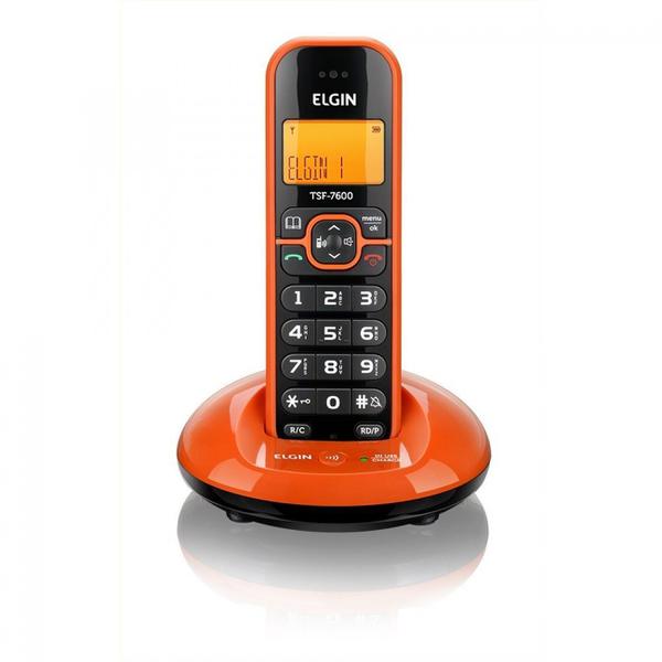 Telefone Sem Fio com Dect 6.0 de 1.9GHz Identificador e Viva Voz Elgin TSF7600 - Laranja