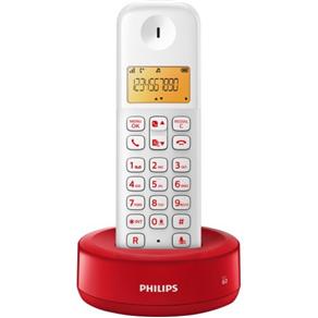 Telefone Sem Fio com Id D1301Wr/Br Branco/Vermelho Philips