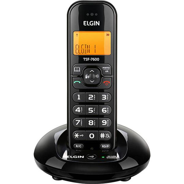 Telefone Sem Fio com Identificador de Chamada TSF7600 PRETO - Elgin