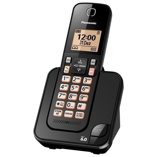 Telefone Sem Fio com Identificador de Chamadas Panasonic DECT 6.0 Preto Bivolt - KX-TGC350LBB
