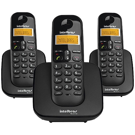Telefone Sem Fio com Identificador de Chamadas + 2 Ramais Ts3113 Preto Intelbras - Intelbras