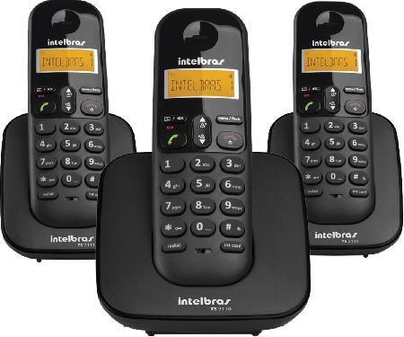 Telefone Sem Fio com Identificador de Chamadas 2 Ramais Ts3113 Preto - Intelbras