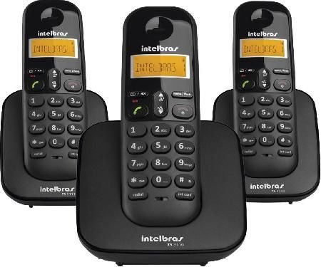 Telefone Sem Fio com Identificador de Chamadas + 2 Ramais TS3113 Preto - Intelbras