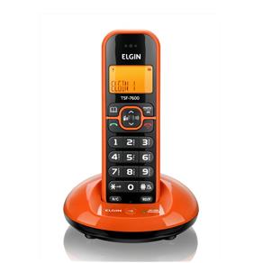 Telefone Sem Fio com Identificador TSF 7600 Preto Elgin Preto com Laranja