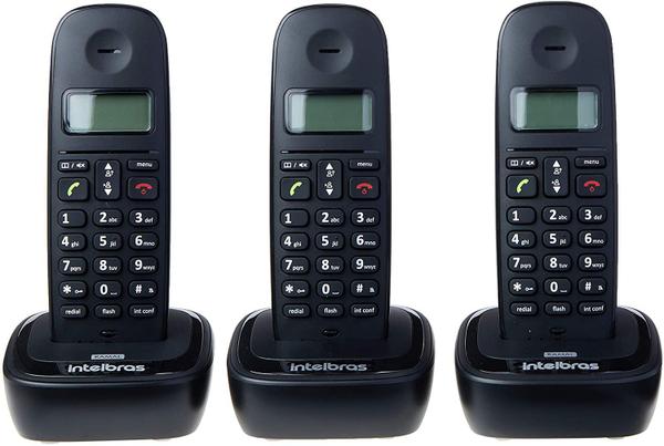 Telefone Sem Fio com 2 Ramais Adicionais TS2513 Intelbras Preta