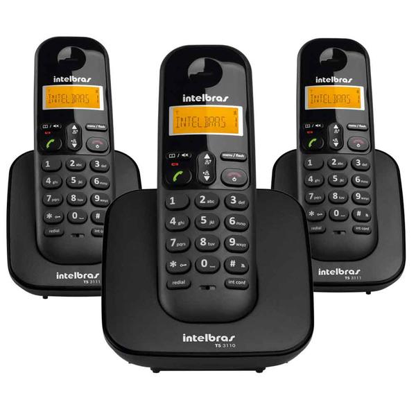 Telefone Sem Fio com 3 Ramais Intelbras Ts-3113