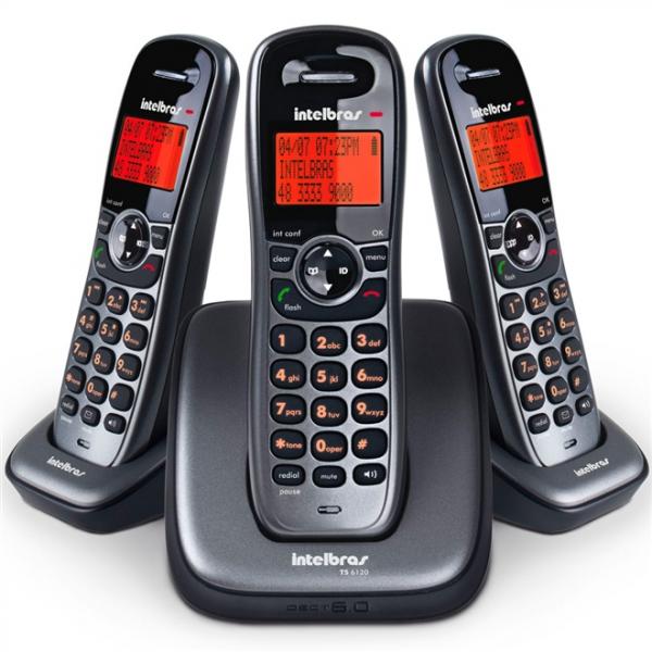 Telefone Sem Fio com 2 Ramais Preto Ts6123 Intelbras