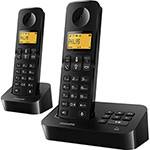Telefone Sem Fio com Ramal Philips Preto D2052B/BR com Identificador de Chamadas Secretária Eletrônica