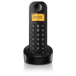 Telefone Sem Fio D1201B/Br com Identificador de Chamadas, Display de 1,6" - Philips