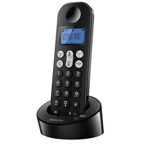 Telefone Sem Fio D1261B/Br com Secretária Eletrônica, Viva Voz e Identificador de Chamadas Preto - Philips