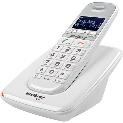 Telefone Sem Fio DECT 6.0 com Identificador de Chamadas e Viva Voz TS63V Branco - Intelbrás