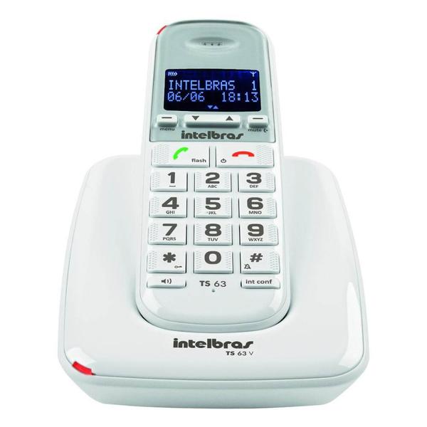 Telefone Sem Fio DECT 6.0 com Identificador de Chamadas e Viva Voz TS63V Branco - Intelbras