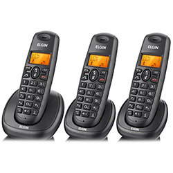 Telefone Sem Fio DECT com Identificador de Chamadas, Viva Voz e Display Iluminado + 2 Ramal TSF 7003 - Elgin