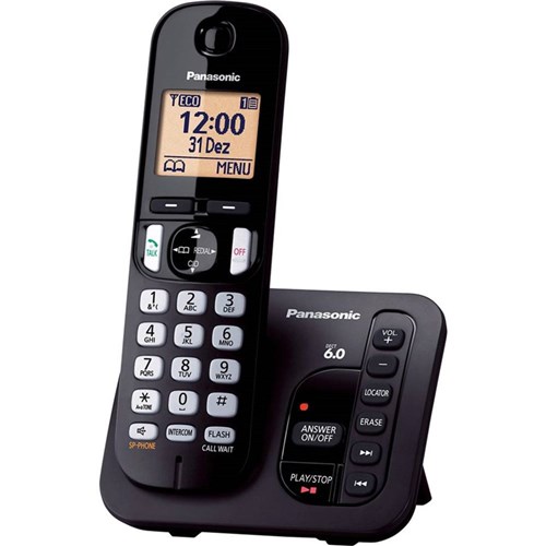 Telefone Sem Fio Digital com Secretária Eletrônica Panasonic Kx-Tgc220lb