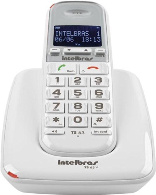 Telefone Sem Fio Digital Intelbras Ts 63V Branco