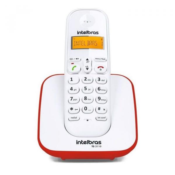 Telefone Sem Fio Digital TS 3110 Intelbras Branco / Vermelho