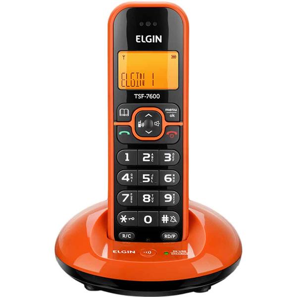 Telefone Sem Fio Elgin com Identificador de Chamada TSF7600 Laranja - Elgin