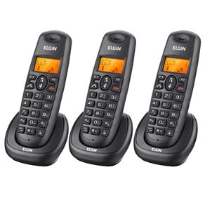 Telefone Sem Fio Elgin TSF-7003 com Tecnologia DECT 6.0, Identificador de Chamadas, Viva Voz e Display Iluminado e 2 Ramais - Preto