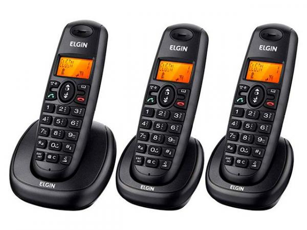 Telefone Sem Fio Elgin TSF-7003 + 2 Ramais - Identificador de Chamada Viva Voz Preto