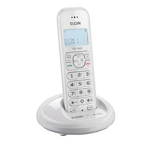 Telefone Sem Fio Elgin TSF 7600 com Display Iluminado, Identificador de Chamadas e Viva Voz - Branco