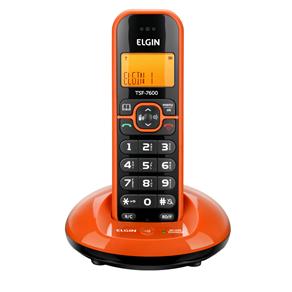 Telefone Sem Fio Elgin TSF 7600 com Display Iluminado, Identificador de Chamadas e Viva Voz - Laranja