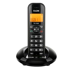 Telefone Sem Fio Elgin TSF 7600 com Display Iluminado, Identificador de Chamadas e Viva Voz - Preto