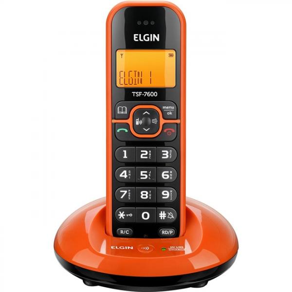 Telefone Sem Fio Elgin TSF 7600 com Identificador de Chamada Laranja - Elgin