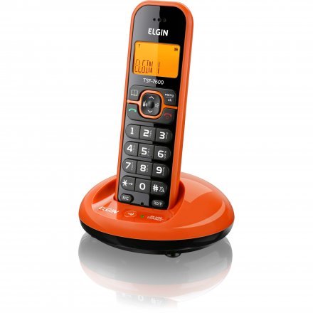 Telefone Sem Fio Elgin TSF 7600 com Identificador de Chamada Laranja
