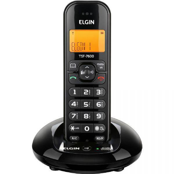 Telefone Sem Fio Elgin TSF 7600, Preto, Viva Voz, Identificador de Chamadas