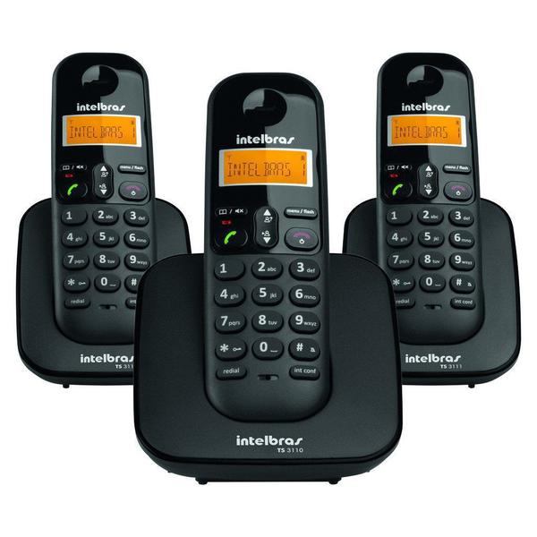 Telefone Sem Fio Intelbras Ts 3113 com 02 Ramais Adicionais Preto - 4123103