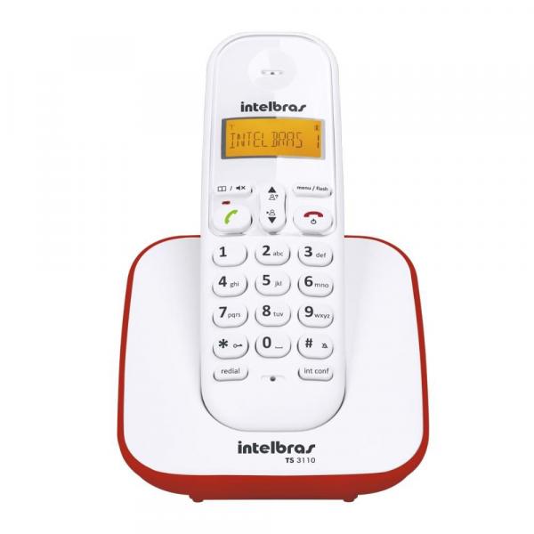 Telefone Sem Fio Intelbras TS 3110 Branco/Vermelho